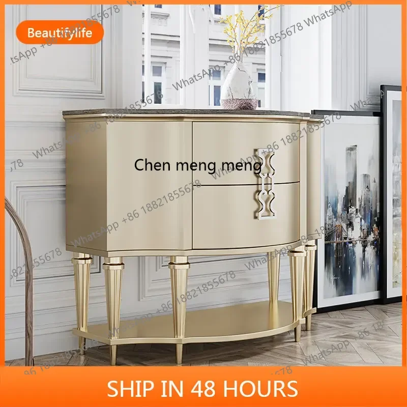 

E153 American light luxury solid wood nine-chest cabinet, carved TV cabinet, French country old porch cabinet