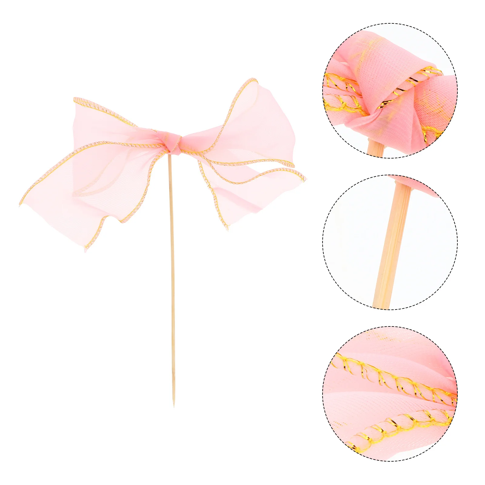 

5Pcs Grenadine Cake Toppers Creative Birthday Bow Decor Cupcake Picks Eco-Friendly Material Safe Durable Lovely Design