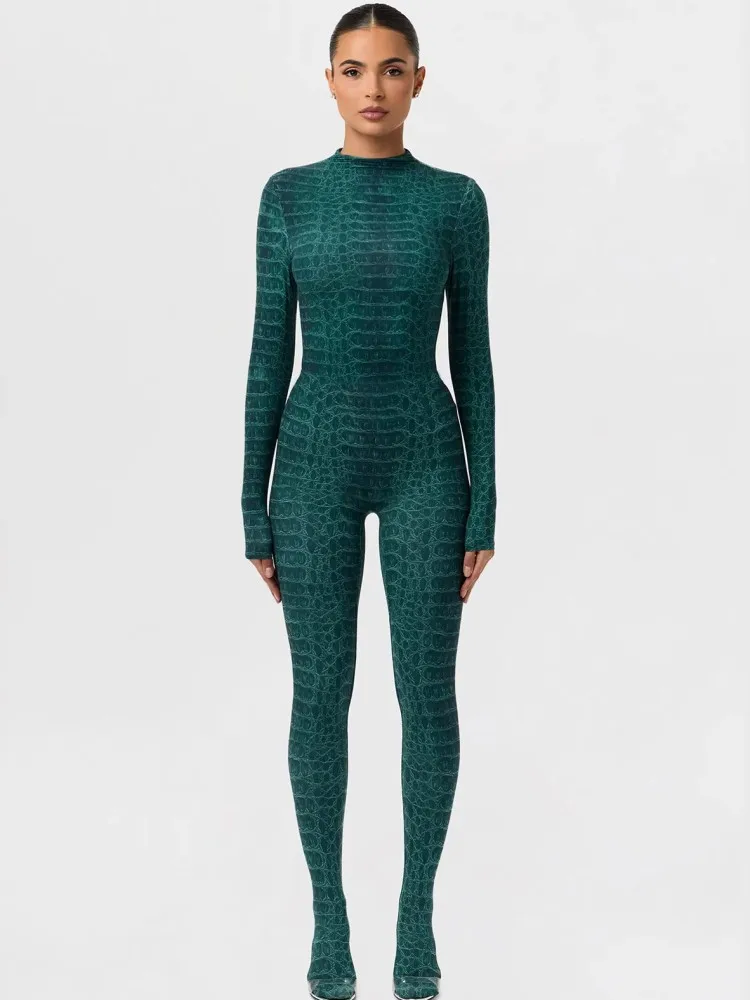 

Print Women Jumpsuits For Spring Summer Long Sleeve O-Neck Backless Jumpsuits Fashion Streetwear Overalls Pants Trousers 2026