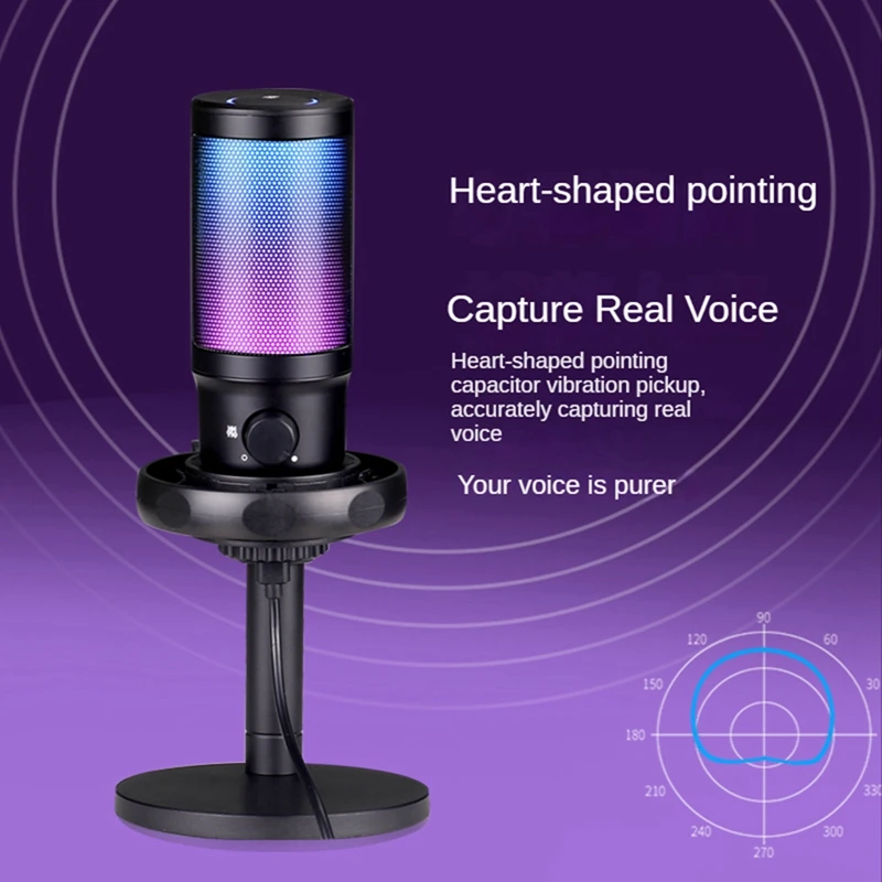 All Metal USB Capacitors Microphone,PC Gaming Recording Desktop Laptop Mic,RGB Streaming Podcasting Mic For Online Game,