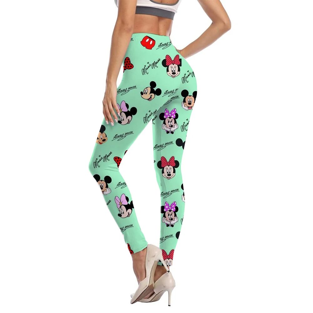 Women Fitness Leggings High Waist Disney Mickey Mouse Minnie print Leggings Sportswear Breathable Feamle Workout Legging