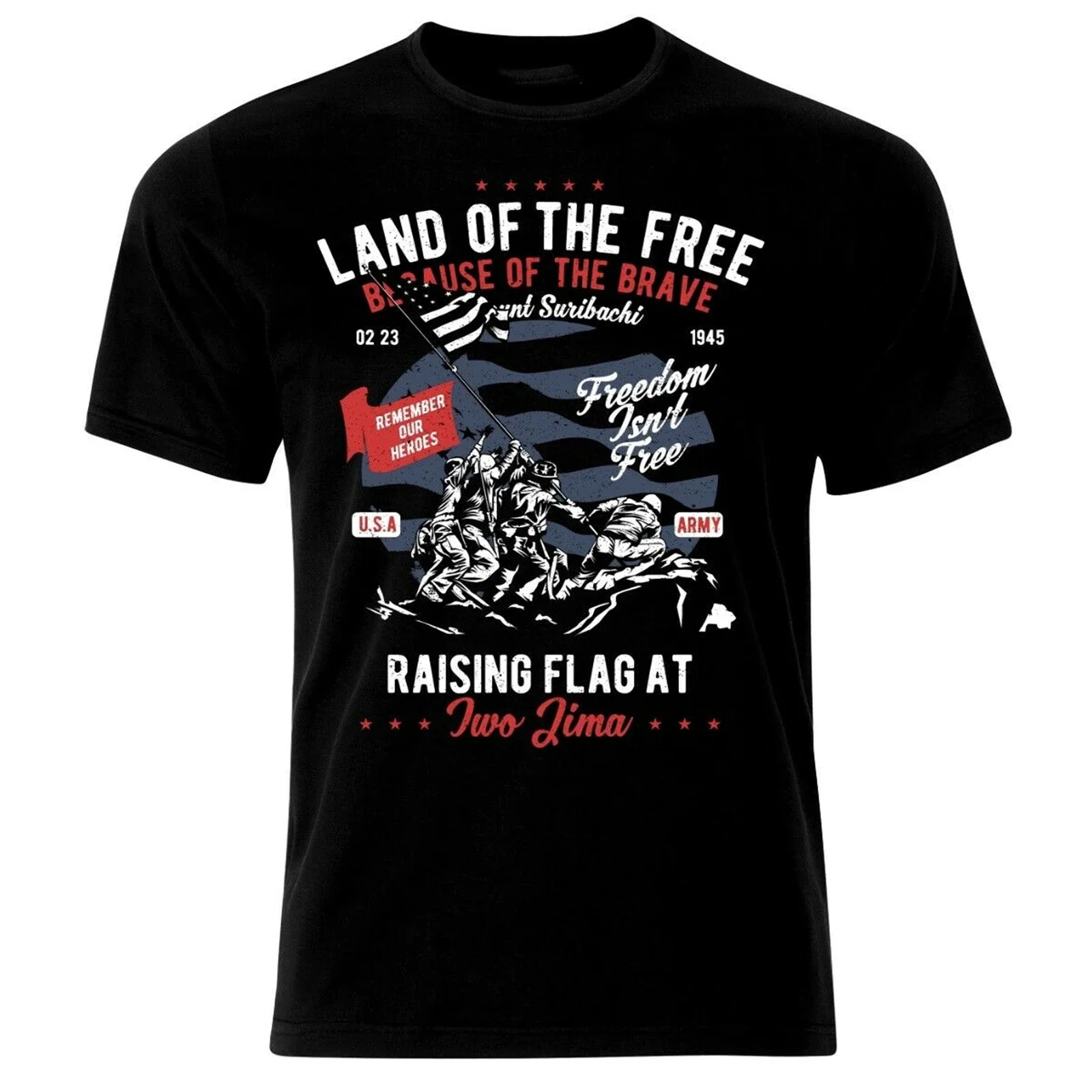 

Land Of The Free US Army USA Military T-Shirt Men's 100% Cotton Casual T-shirts Loose Top New