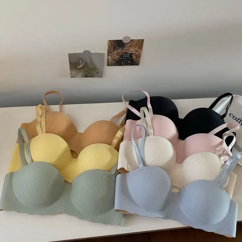 Seamless Half Cup Cloud Nude Underwear Women Small Breast Gathering Support Anti-Sagging Soft Support Wireless Bra