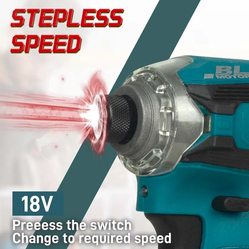 Makita DTD171 18V fırçasız darbeli matkap şarj edilebilir tornavida matkaplar akülü güç araçları BL Motor çıplak aracı anahtarı seti