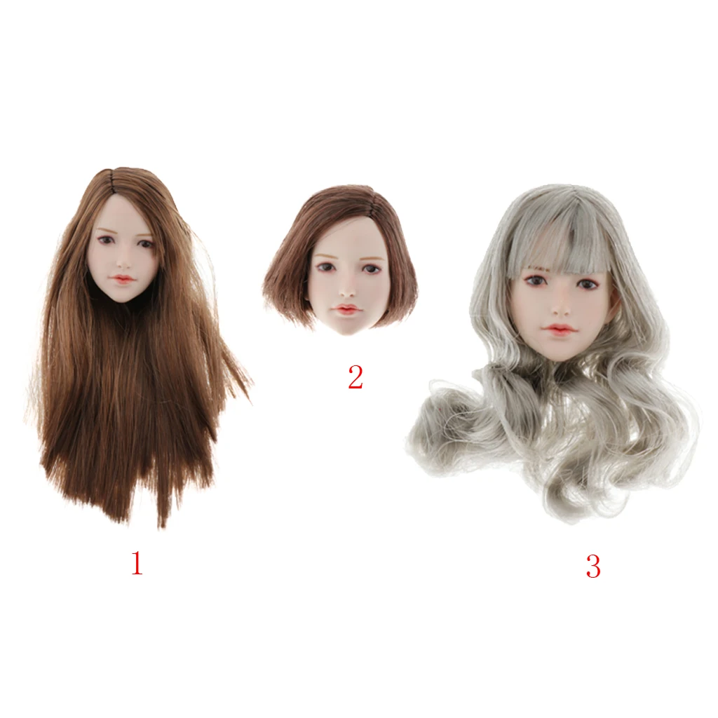 1/6 женская скульптура головы солдата с волосами для 12-дюймового DIY Accs