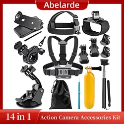 14 in 1 Action Camera Accessories Kit for GoPro 12 11 10 9 8 7 6 5 4 3+ 2 1 DJI Insta360 SJCAM Yi EKEN Osmo AKASO Accessory