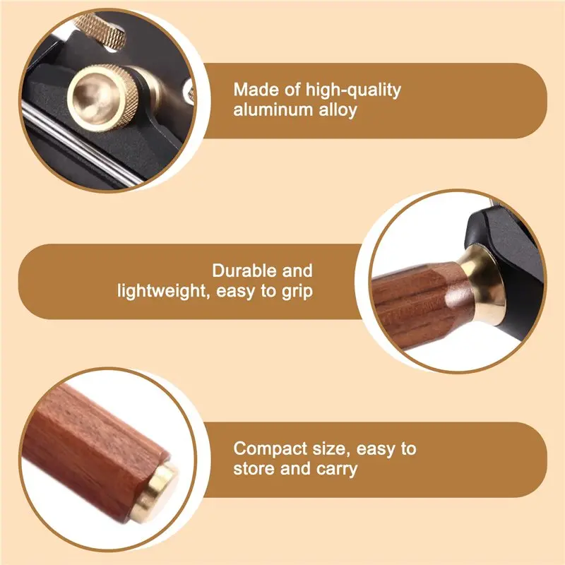ABDJ-Woodworking Cutting Plane Manual Wood Planer Adjustable Two Handed Mini Planer Tool, Aluminum Alloy Hexagonal Handle