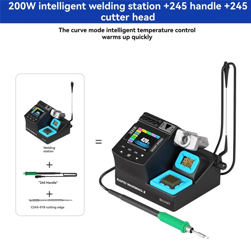 BYBS-Digital Soldering Station C210 200W Adjustable Temperature Range 60 To 460° Screen For Handle Repair With Color Display