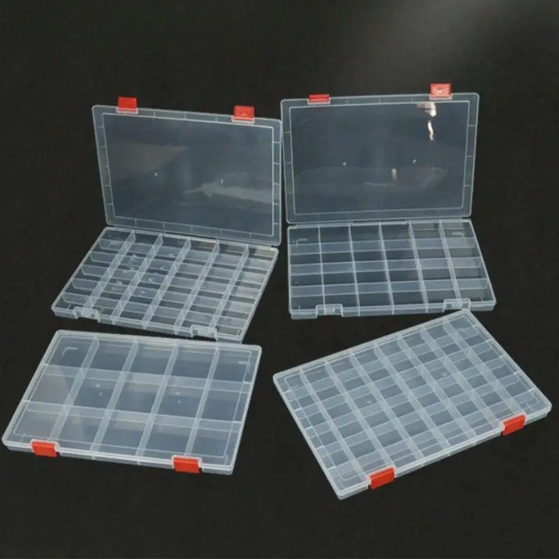 Transparent Compartment Plastic Storage Box Jewelry Earring Box Bead Container Storage Case Display Organizer 15/24/36/48 Grids
