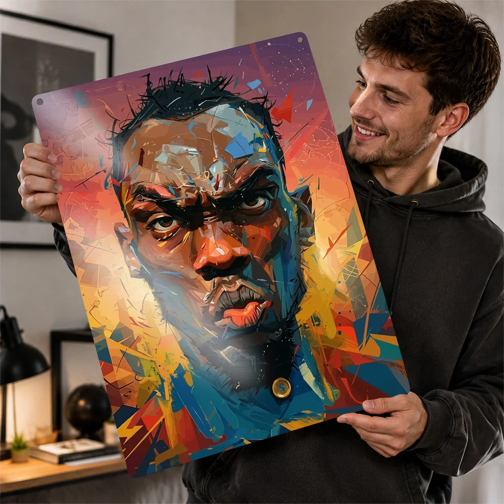 Usain Bolt Abstract Portrait 3D Texture Metal Poster Customized Wall Art Tin Sign Gift for Mancave Vintage Decor Room Wand Deko