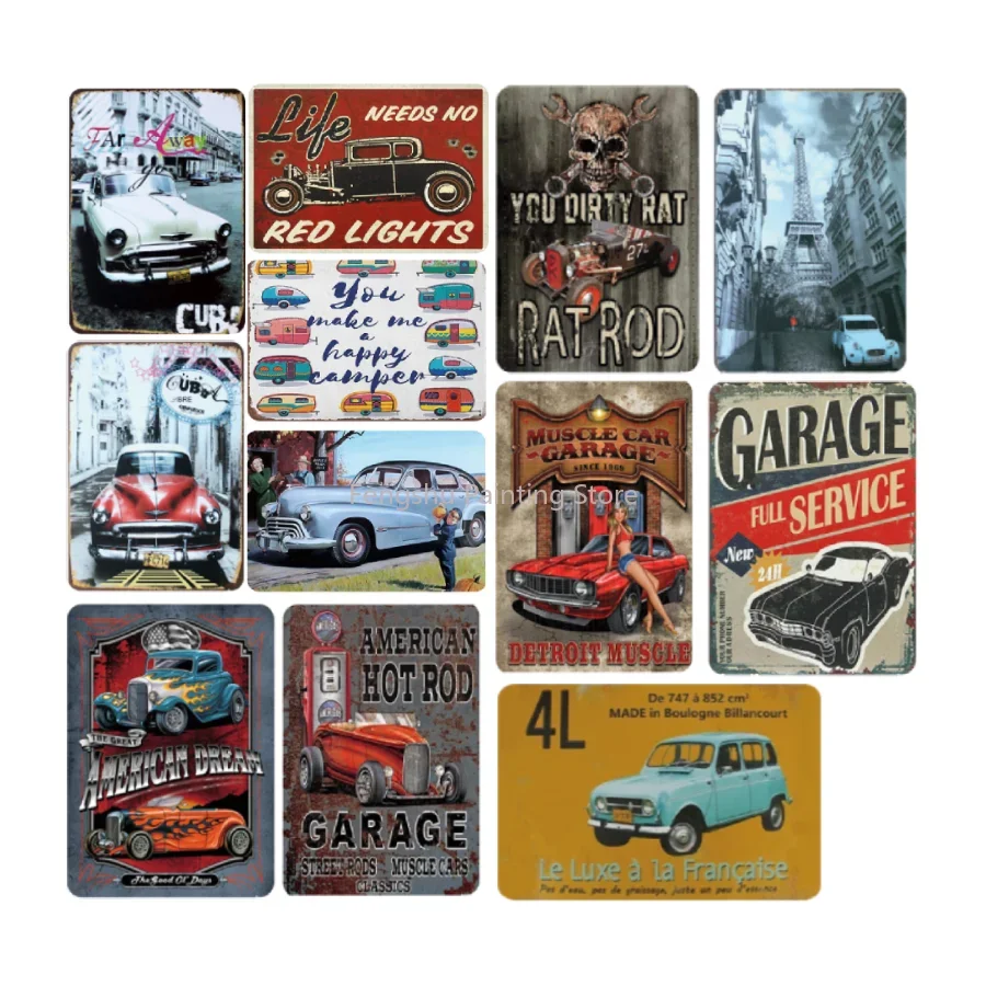 Rat Rod Luxe Car Vintage Metal Tin Signs Picture Home Art Painting Room Wall Mural Print Modern Funny Vintage Decoration Decor