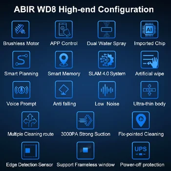 Window Vacuum Robot Cleaner ABIR WD8, Dual Ultrasonic Spray, AI intelligent Wipping, Updated Laser,Smart Home Glass Wall Washing - Image 6