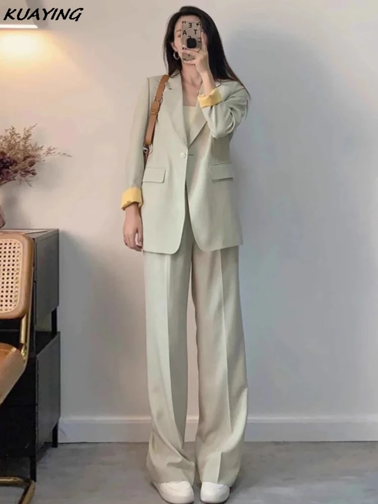 Version Loose fashion Casual Suit Temperament Professional  2025 Women's Two Pieces Office Lady Spring Autumn New Korean