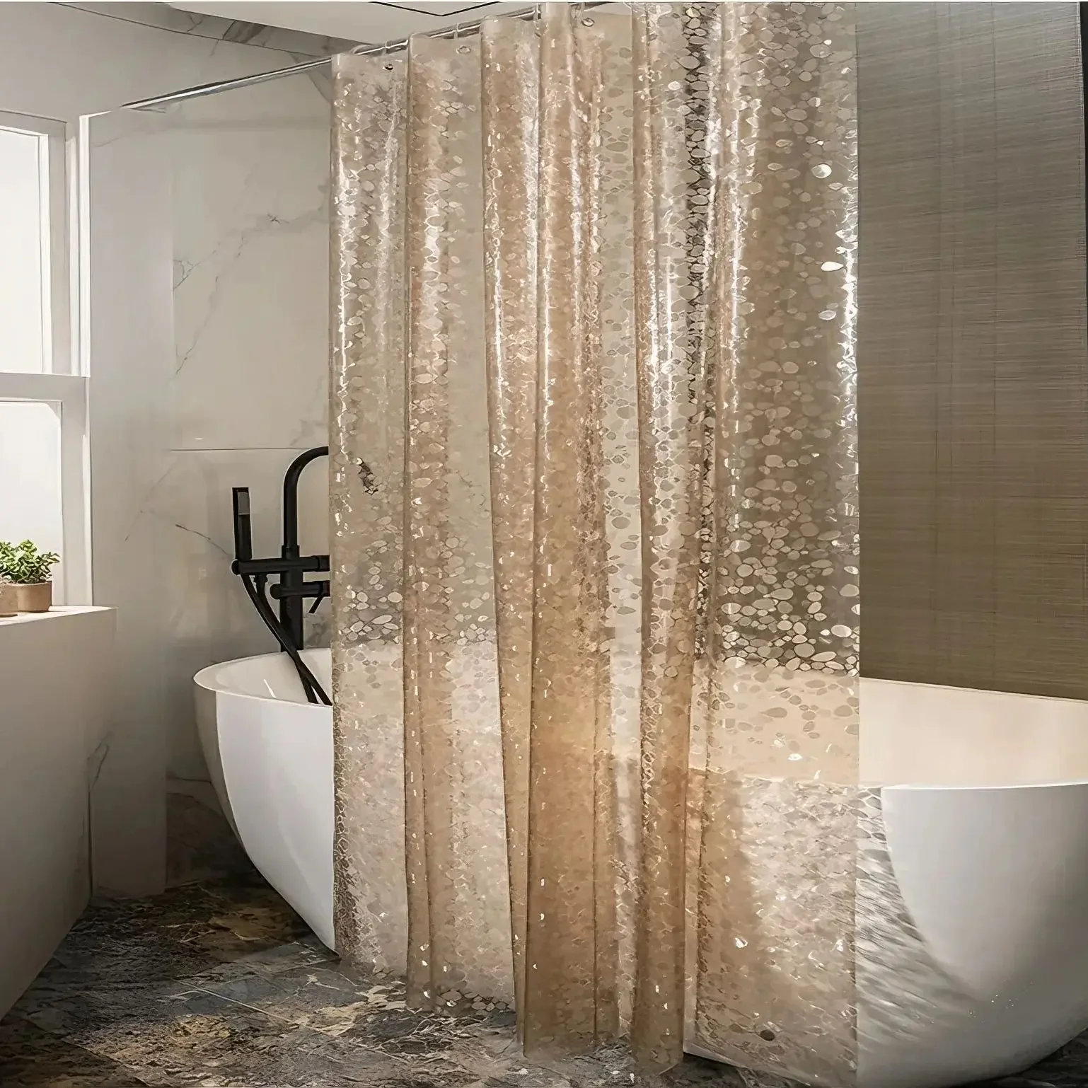 ثلاثية الأبعاد تصميم حصاة دش الستار مقاوم للماء PEVA سميكة شبه شفافة الحمام التقسيم ستارة الباب لغرفة الاستحمام