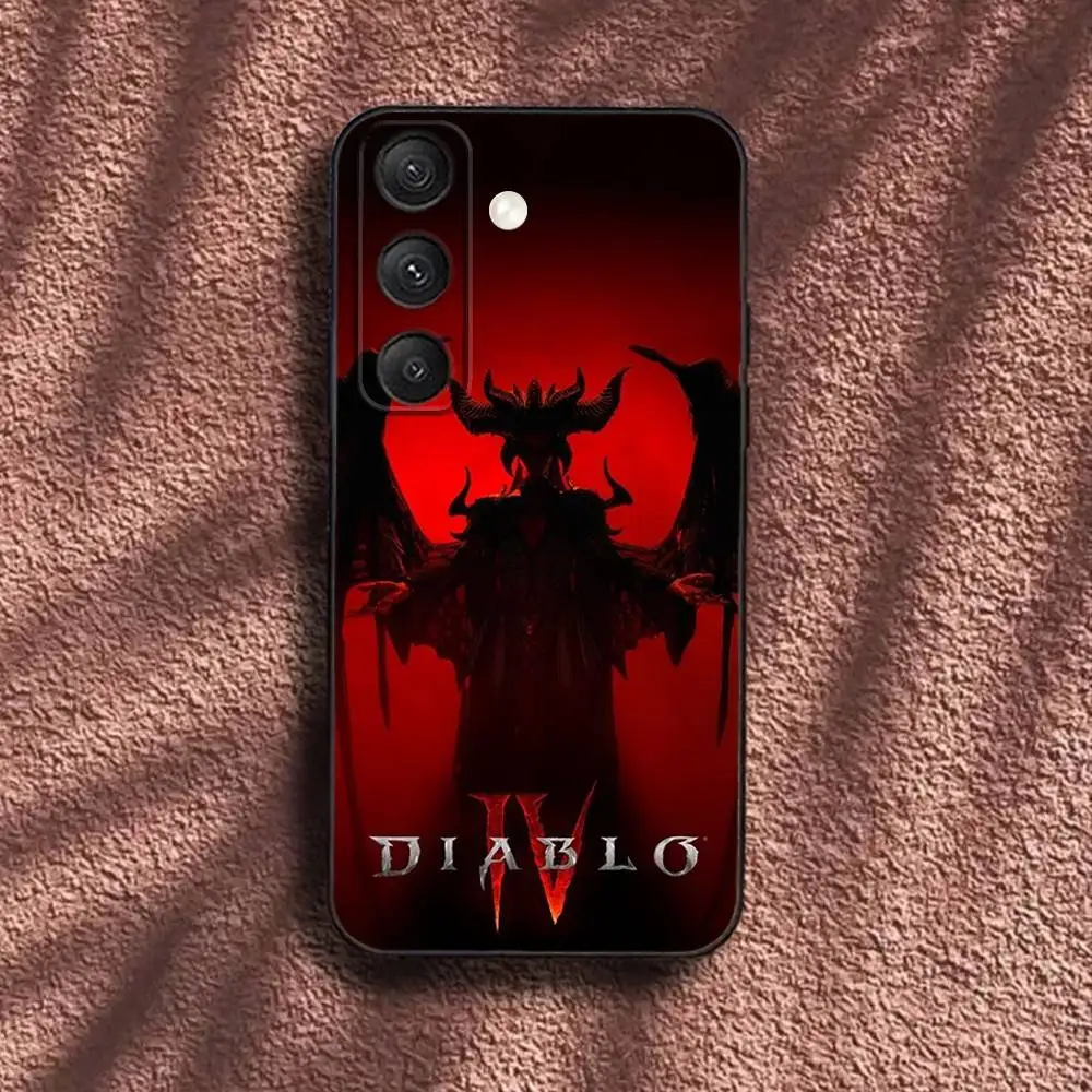حافظة هاتف Game D-Diablo IV لهاتف سامسونج S25، S24، S23، S22، S21، S20، S10، Ultra، Plus، Lite، FE، غطاء أسود من السيليكون الناعم