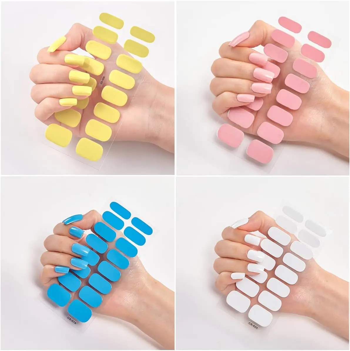 16 Tips Oval Solid Color Nail Stickers Decals UV Semi Curing Gel Nail Sticker Christmas Red/Green Full Cover DIY Manicure Wraps