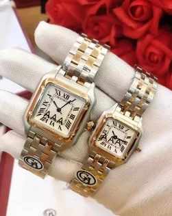 Reloj de pulsera clásico de marca de alta calidad con esfera de Color, Panthere de diamante, moda para mujer, reloj de pulsera de cuarzo plateado y dorado para mujer