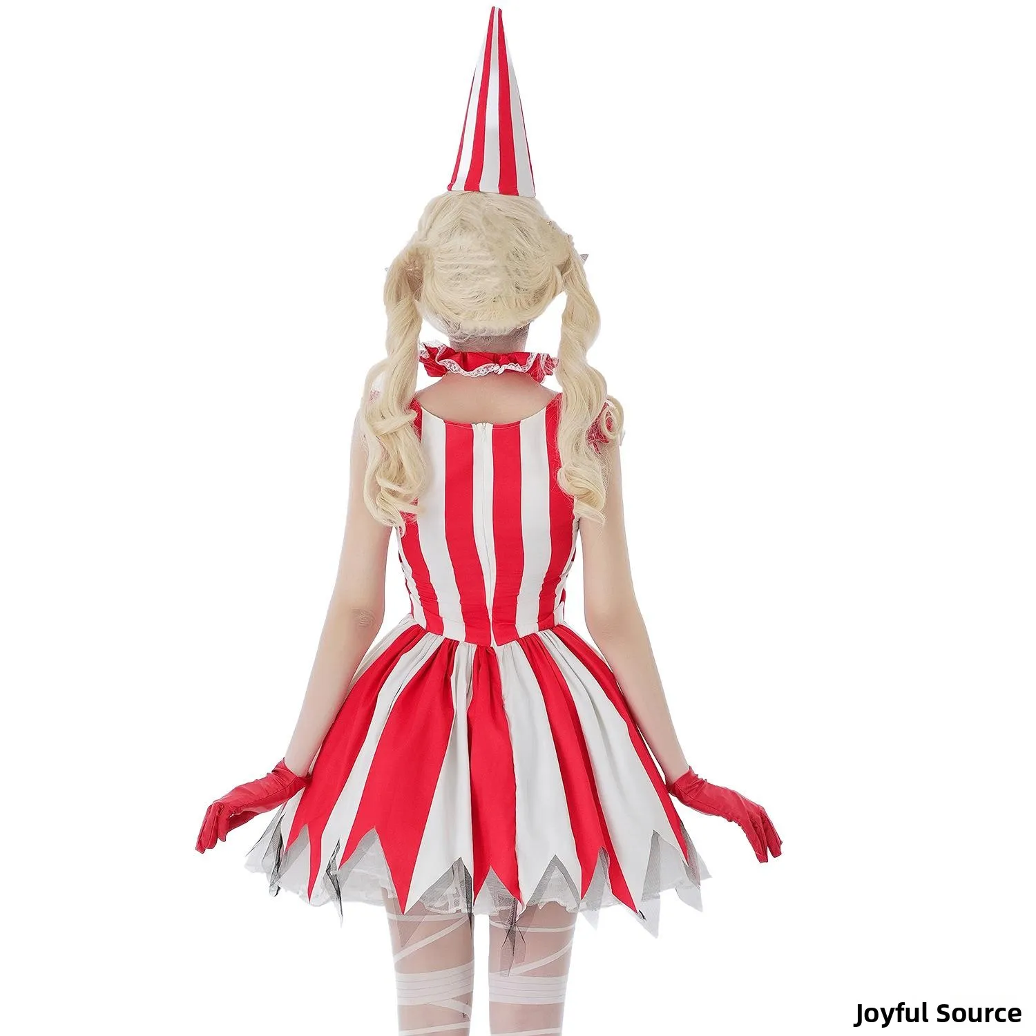 loween Circus Revival Clown Cosplay Dr Women's Dr Evil Clown Terror Doll Costume rosso Abbigliamento da palcoscenico etnico Faion da donna