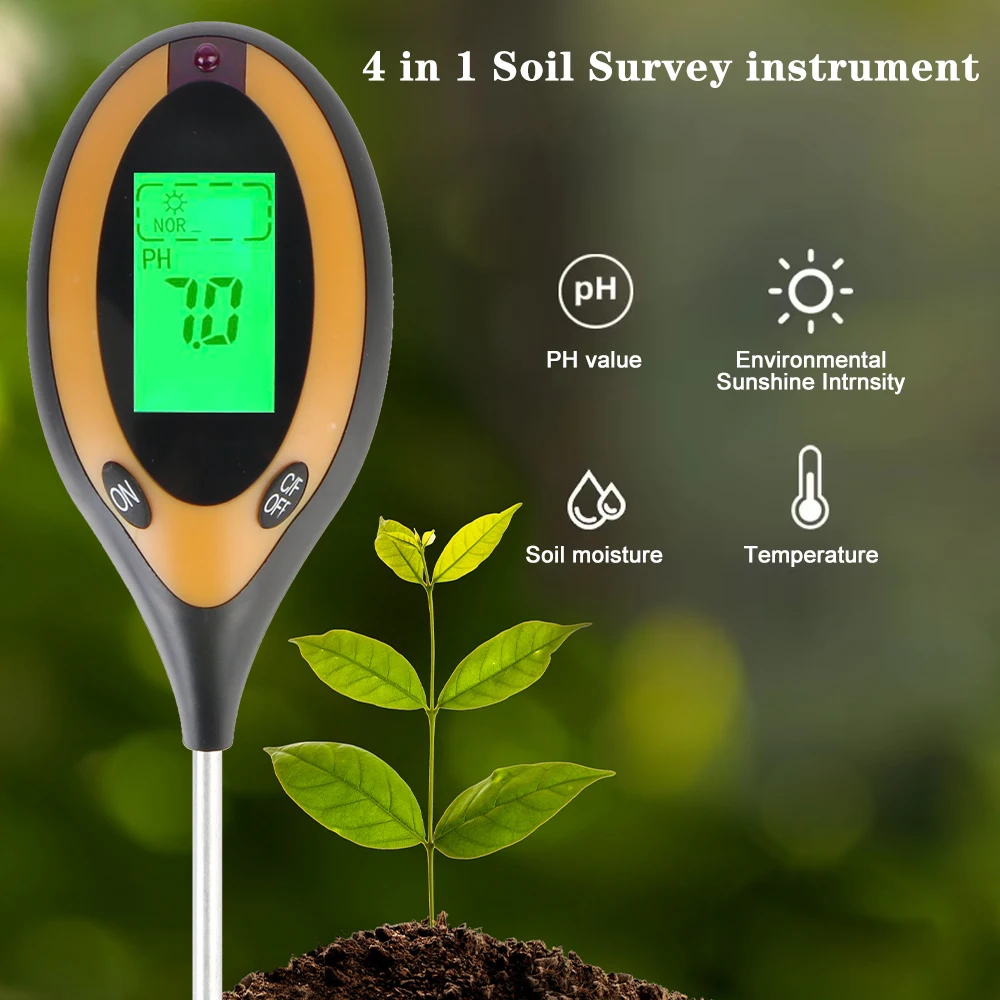 

Portable PH Humidity Tester Probe Tester Soil Survey Test Gauge Grass Fertility Meter Nutrient Water Gardening Flower Tester