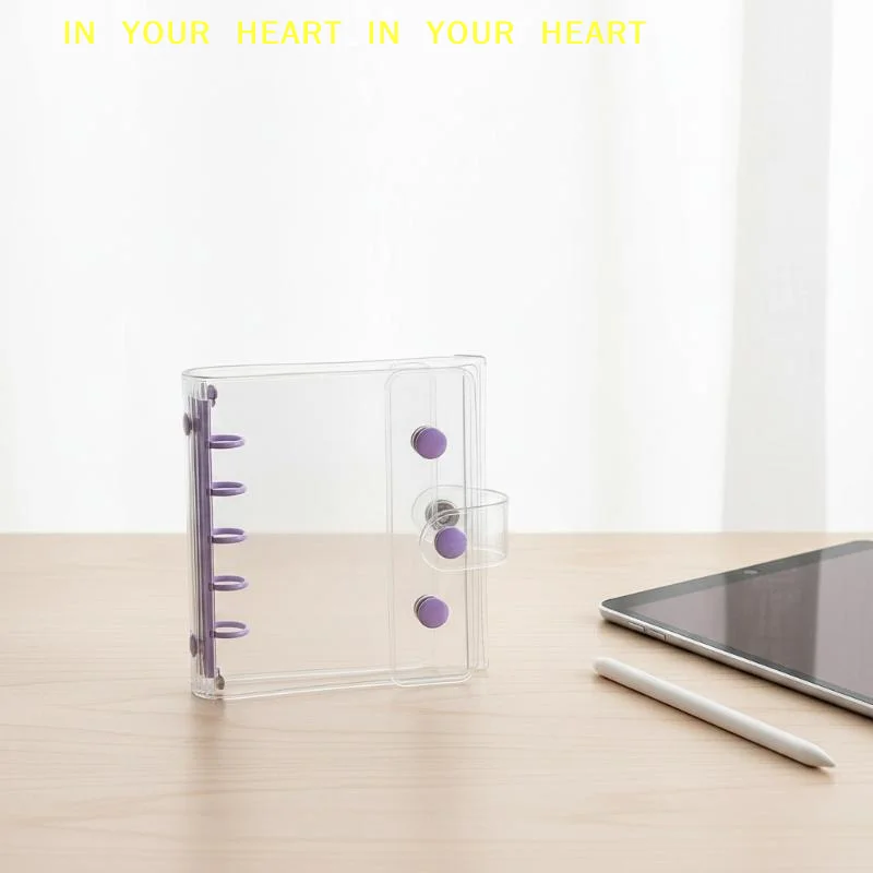 【X】Office and School Use PVC Soft Cover Binder Double Button Transparent Design for Journals and Diaries