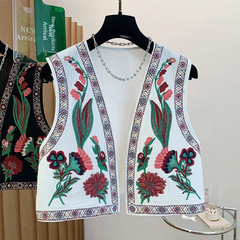 

n Sle Embroidered ort Jaet Top Women's Faion Summer 2026 Ci Commute V-ne Svel Cotton Blend Outerwear