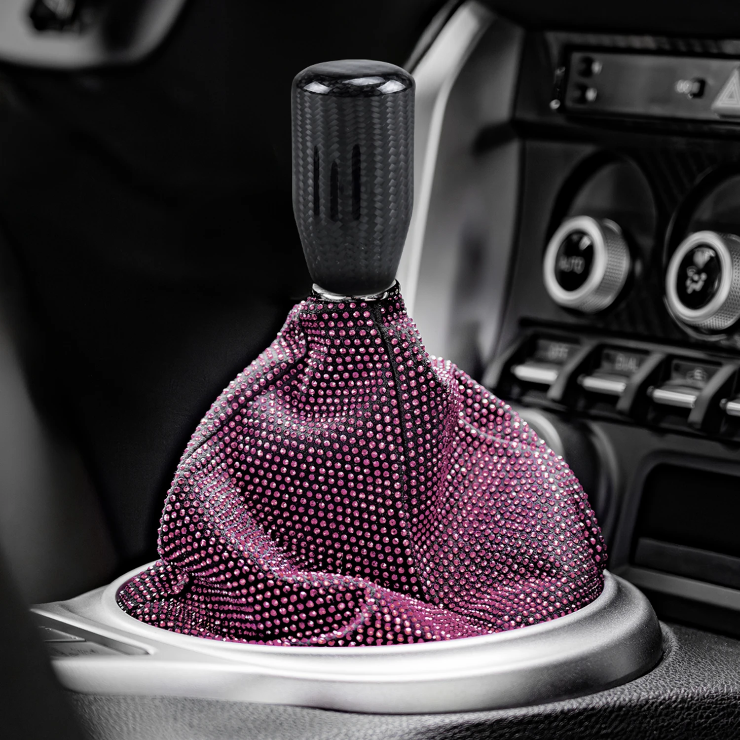 

Crystal Rhinestones Car Gear Shift Knob Cloth Boot Cover PU Leather Auto Handbrake Collars Boot Covers Cars Accessories