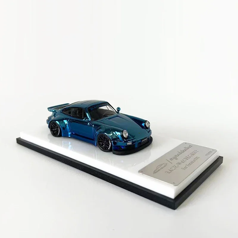 MC 1:64 modello di auto in lega RWB 930 veicolo sportivo pressofuso GT Wing Chrome Blue