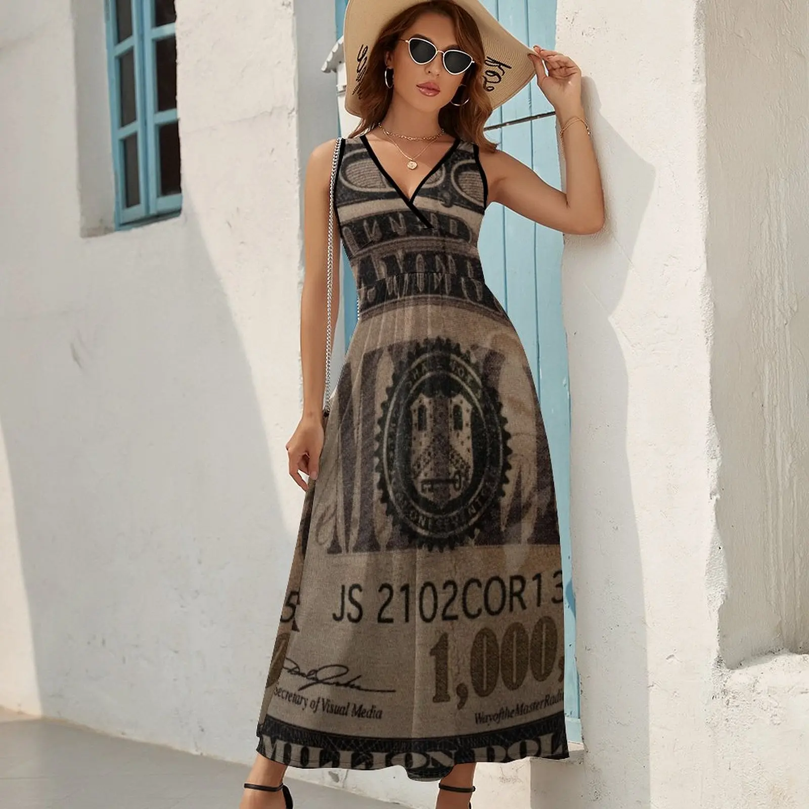 1 million dollar bill Sleeveless Dress women's clothing korea stylish evening dresses ladies