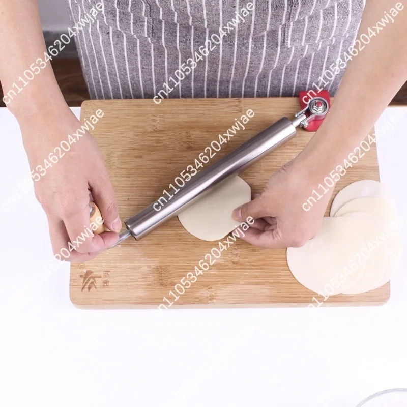 Labor Saving Manual Rolling Pin With Silent Double Bearings, Stainless Steel Dough Roller For Household Dumpling Wrapper Making