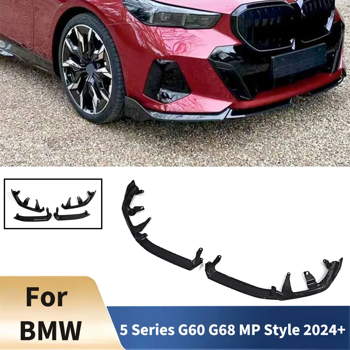 

Для BMW 5 серии G60 G68 MP Стиль 2024+ Передний бампер Разделители губ Спойлер Комплект кузова Диффузор Автомобильные аксессуары Настройка переднего лезвия