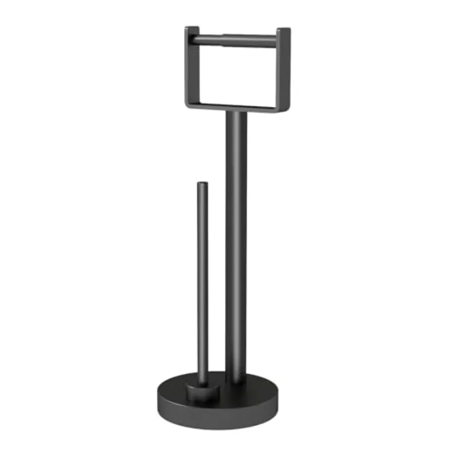 

Toilet Paper Holder Stand up with Storage Bathroom Weighted Base Floor Toilet Paper Roll Holder Free Standing for 3 Rolls Matte