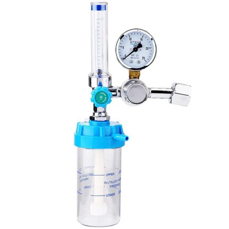 Home Oxygen Regulator Flow Meter with Humidifier Bottle Pressure Gauge Float Type Oxygen Inhalation Device