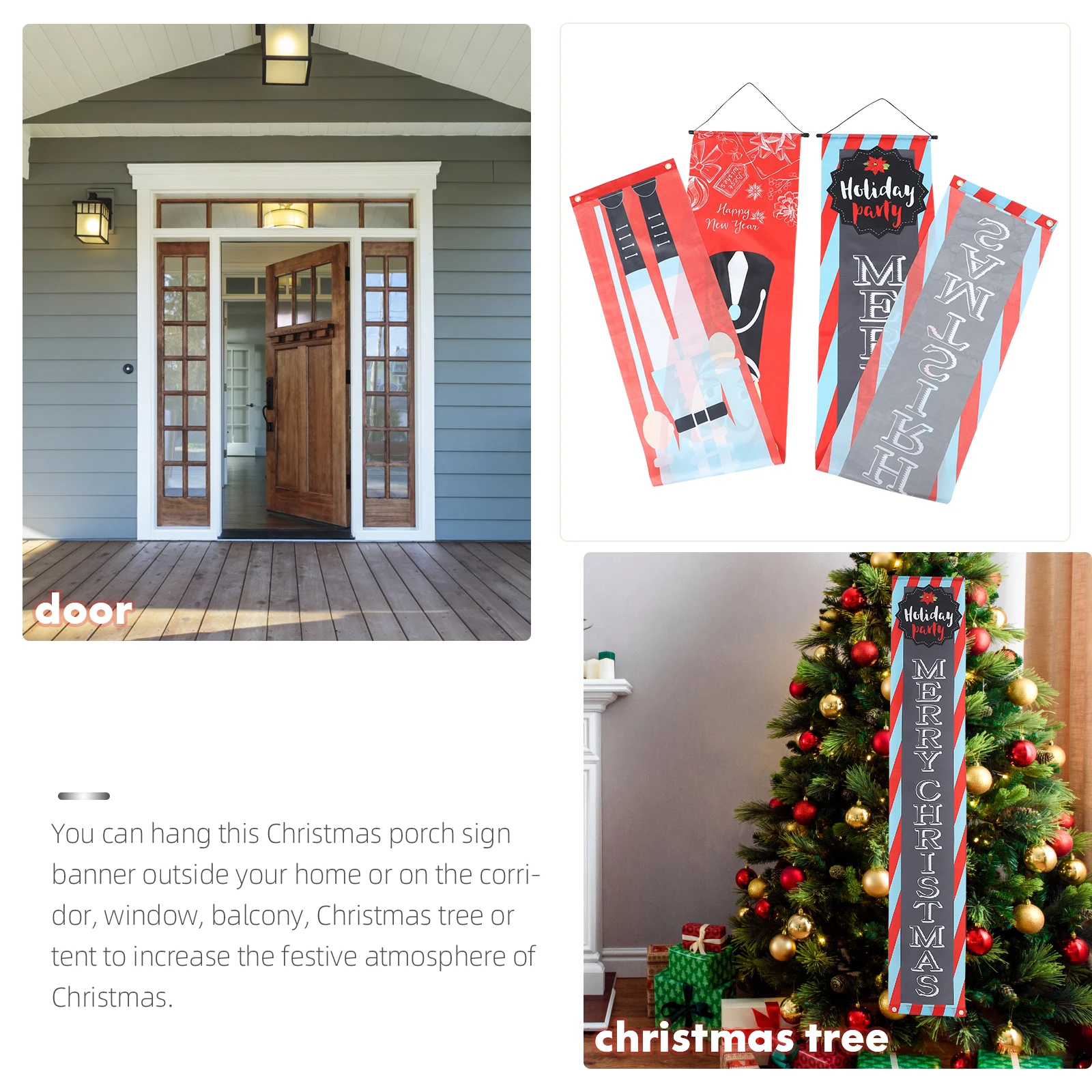 

Christmas Nutcracker Door Curtain The Decoration Porch Happy Holidays Banners for inside Front