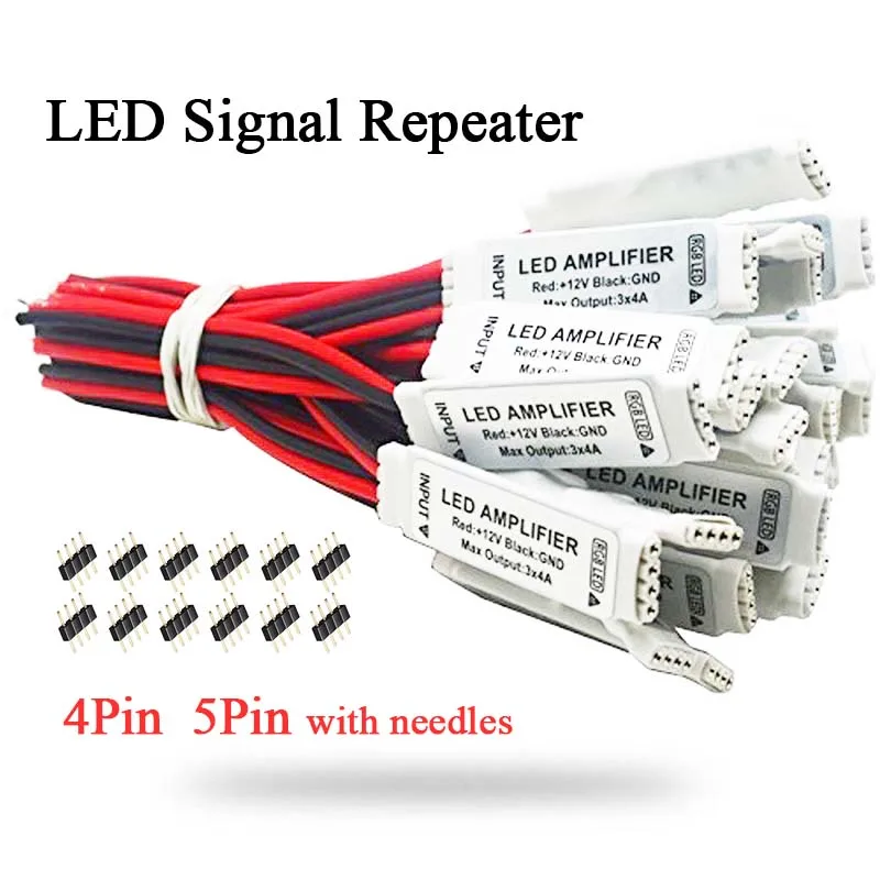 amplificadores led rgbw 4pin 5pin ultra slim repetidor de sinal portatil mini controlador led para 2835 5050 ou 10 pcs 01