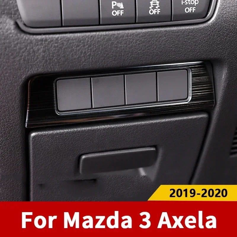 For Mazda 3 Axela 2019-2024 2025 BP Stainless Steel car Headlight Switch Sequin Headlight Adjust Cover Trim Sticker Accessories