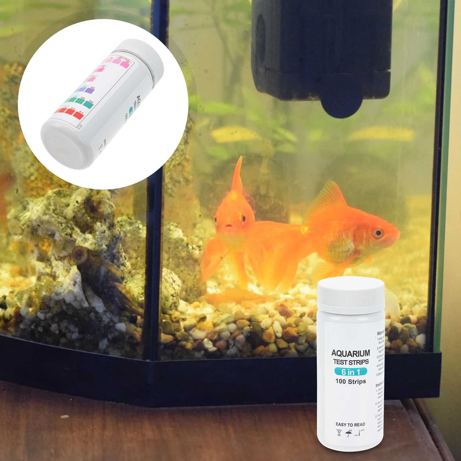 

1 Box 6 In 1 Water Quality Test Strips Fish Tank Aquarium Testing Supply Portable Alkalinity Ph Hardness Chlorine Test