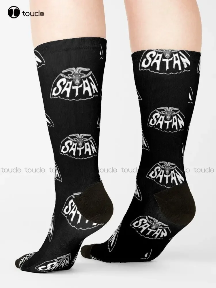 Satan Horror Halloween Satan Evil Baphomet Socks Girls Crew Socks Fashion Creative Leisure Funny Art Abstract Oil Painting Socks