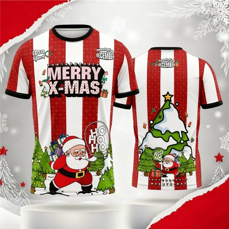 

Christmas Tree Santa Claus 3D Print T-Shirt For Men Women Snowman Pattern T-Shirts Summer Short Sleeve Tees O-Neck Festival Tops