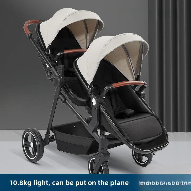 Poussette Double et Polyvalente pour Bébé, Cadre en Alliage d'Aluminium, Légère et Portable, 3 Angles Réglables