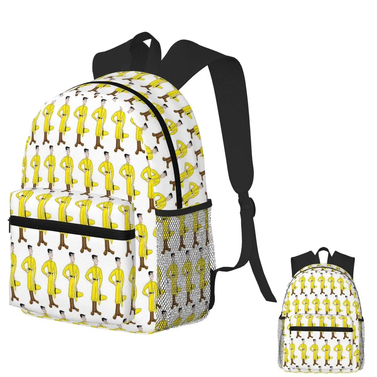 The Man With The Yellow Hat Curious George Anime Student Backpack School Bag Hiking Daypack for Boys Girls Bookbag Shoulder Bags