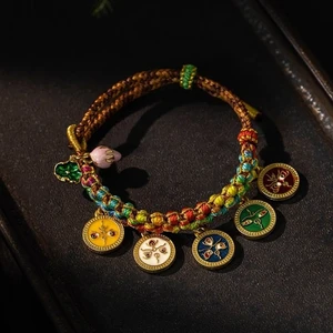 Tibetaner Handwerksarmband, Handchain farbenfrohe Schnur, einstellbares Armband, Fünf -Wege -Gott des Vermögens Armreifen 10 Hauptverkäufe Gott der Gesundheit - №2