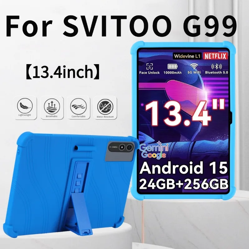 For SVITOO G99 Tablet Case for 13.4 inches Tablet Kids Friendly Soft Silicone Adjustable Stand Cover protective sleev