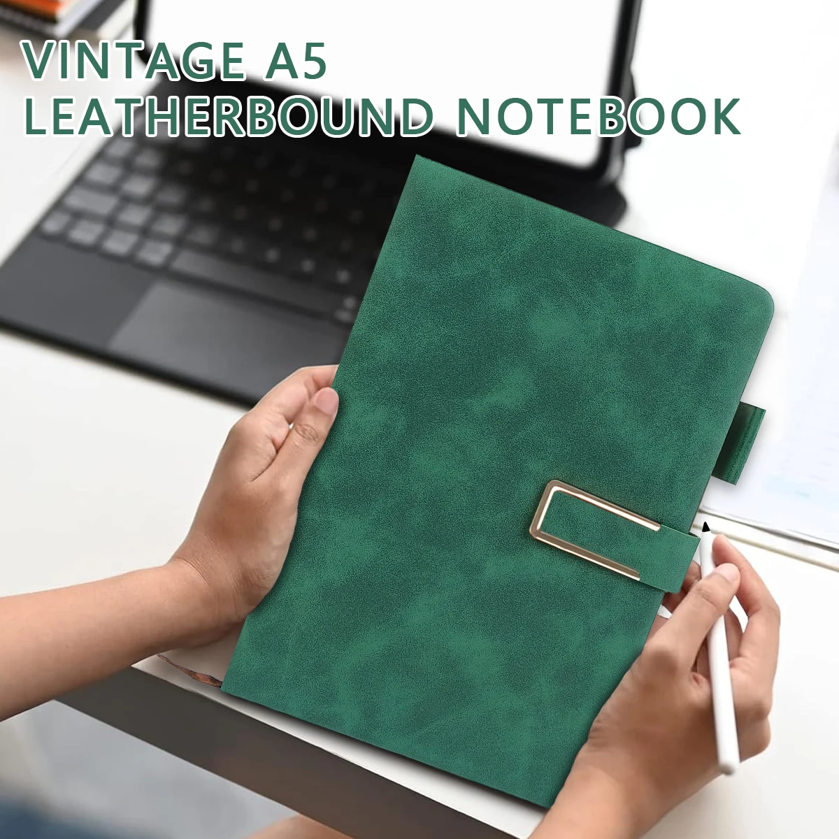 2/3 قطعة دفتر ملاحظات جلدي عتيق مقاس A5 مع غطاء ناعم وإشارة مرجعية مثالي لاجتماعات العمل وحياة الجامعة #1