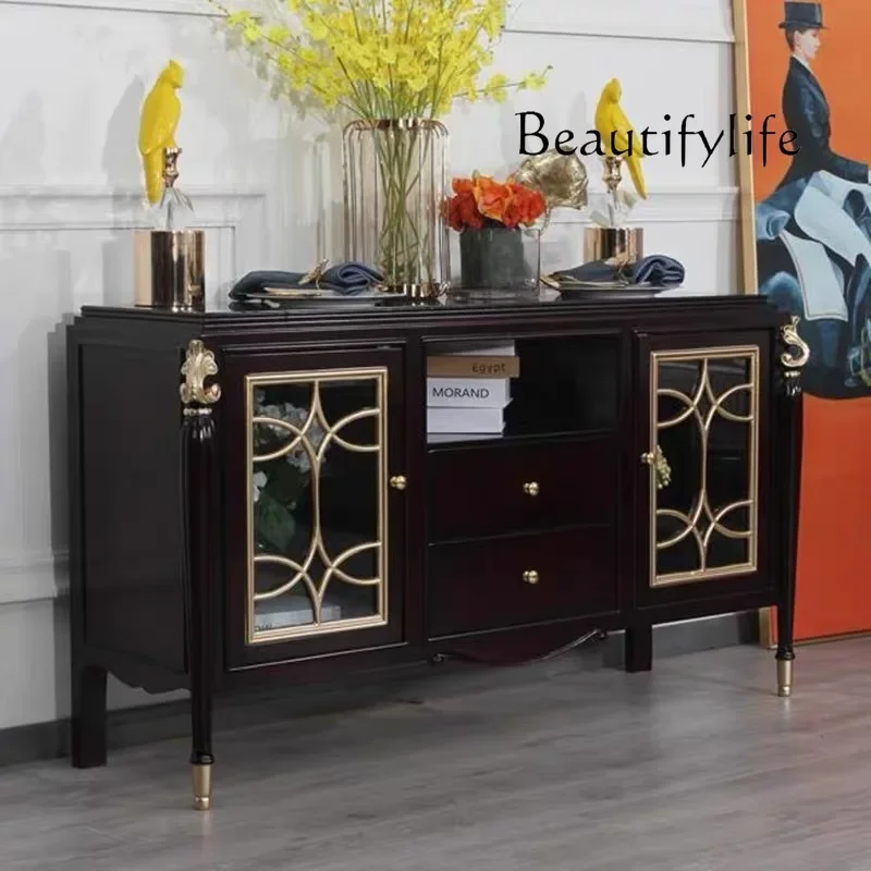 

yj32 Modern simple home custom dining side cabinet European solid wood living room entrance cabinet light luxury locker