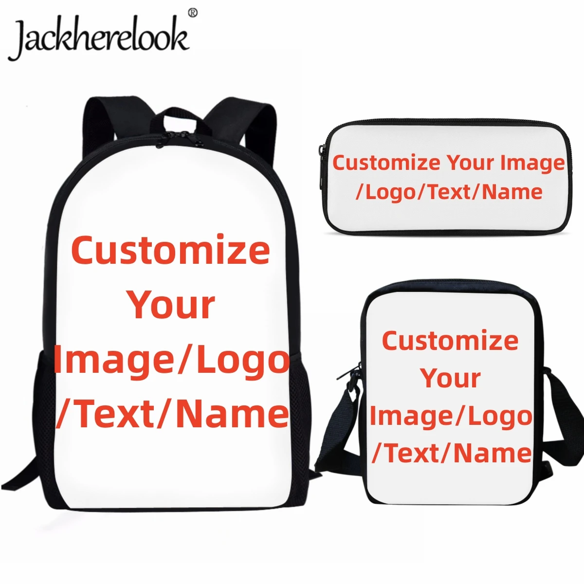 

Jackherelook Customized Image/Logo/Text/Name/Message Kids School Bag Set Teen Backpack Practical Laptop Bag Design Holiday Gifts