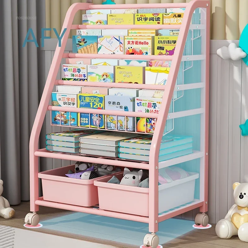 Creative Metal Bookshelf for Home Office for Kids Room for Toy Storage for Books Multi Layer Bookcase Modern Simple Design