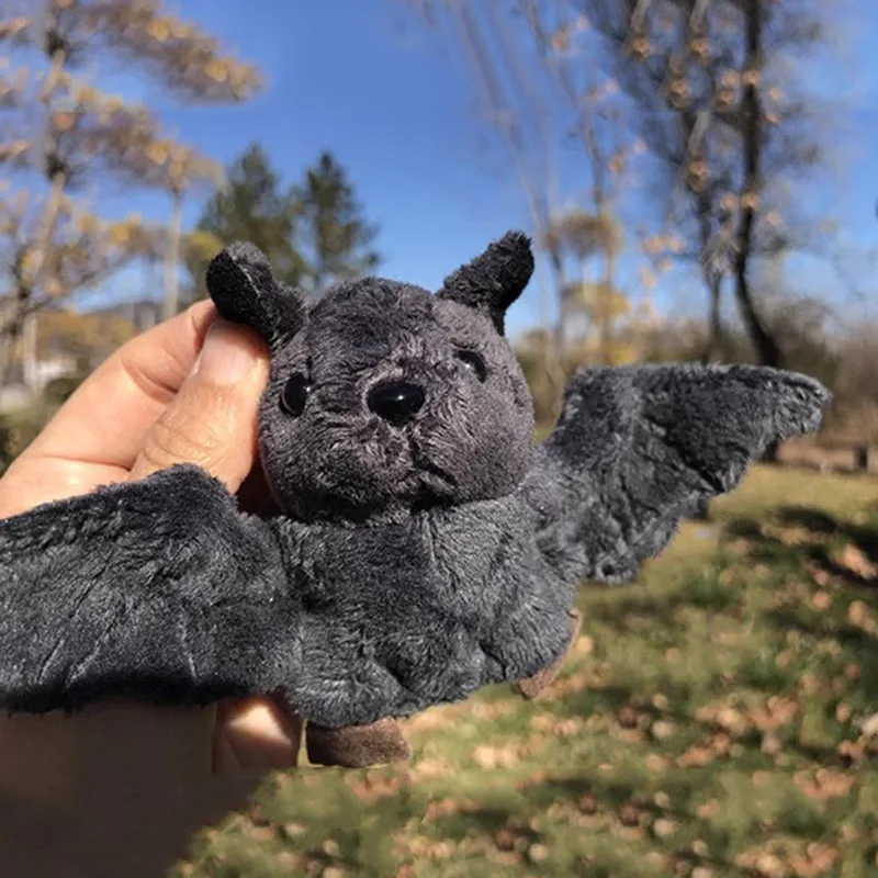 Simulated Animal Black Bat Pendant Bag Decoration Key Ring Chain Wild Nature Zoo Fly Mouse Plush Toy Stuffed Doll Girl Boy Gift