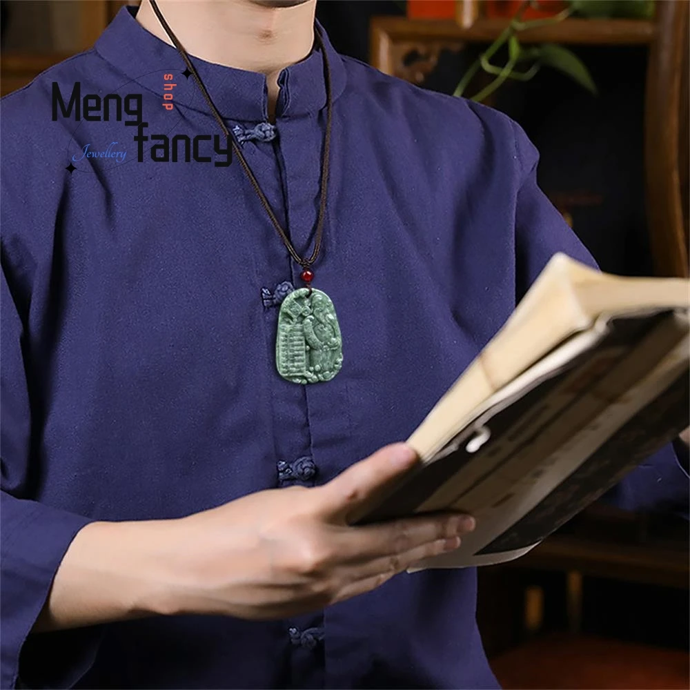 Natural A-grade Jadeite God of Wealth Abacus Pendant Best Selling Mascots Handicraft Exquisite Fashion Fine Jewelry Holiday Gift