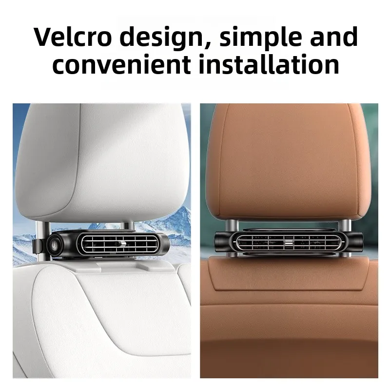 3-Speed Turbo USB Car Fan, High-Velocity Cooling with Backrest Pillow Mount for Vehicles - Portable Automotive Seat Fan