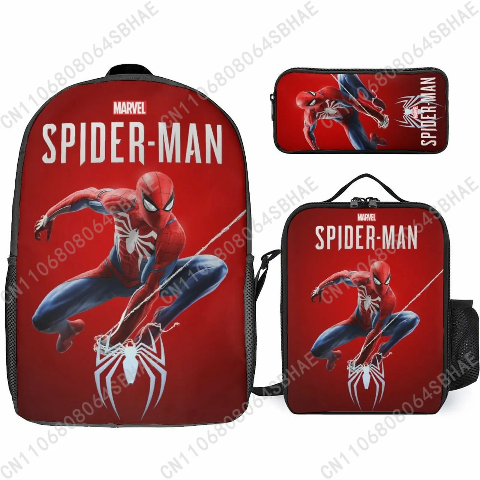 

Школьный рюкзак Marvel Spider Man для подростков, учащихся средней и старшей школы, 3 шт., сумка для книг, сумка для обеда, сумка для карандашей, косплей